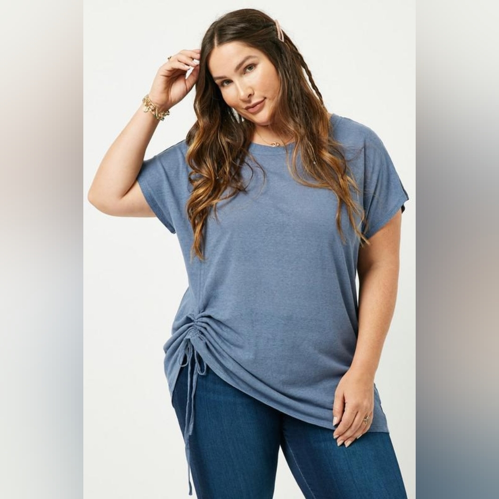T-Shirt with Adjustable Cinched Drawstring Detail - 3XL